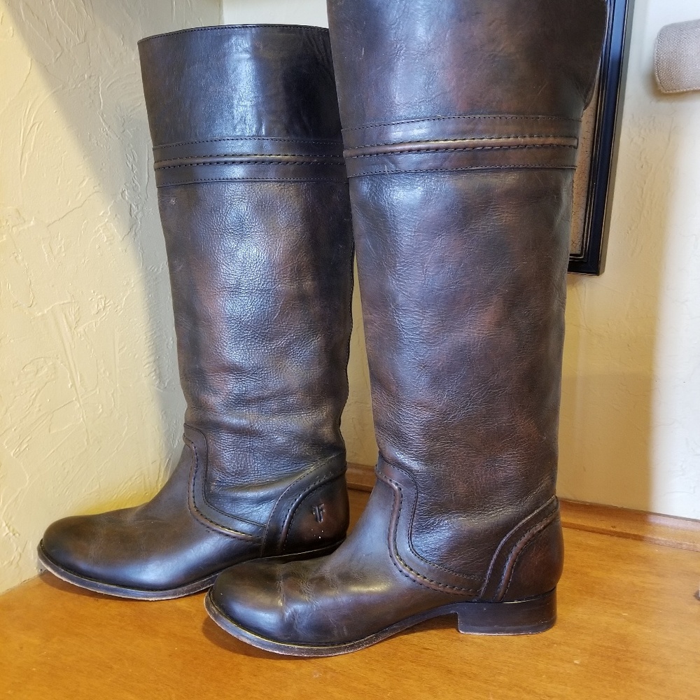Frye tall leather pull up boots size 7.5
